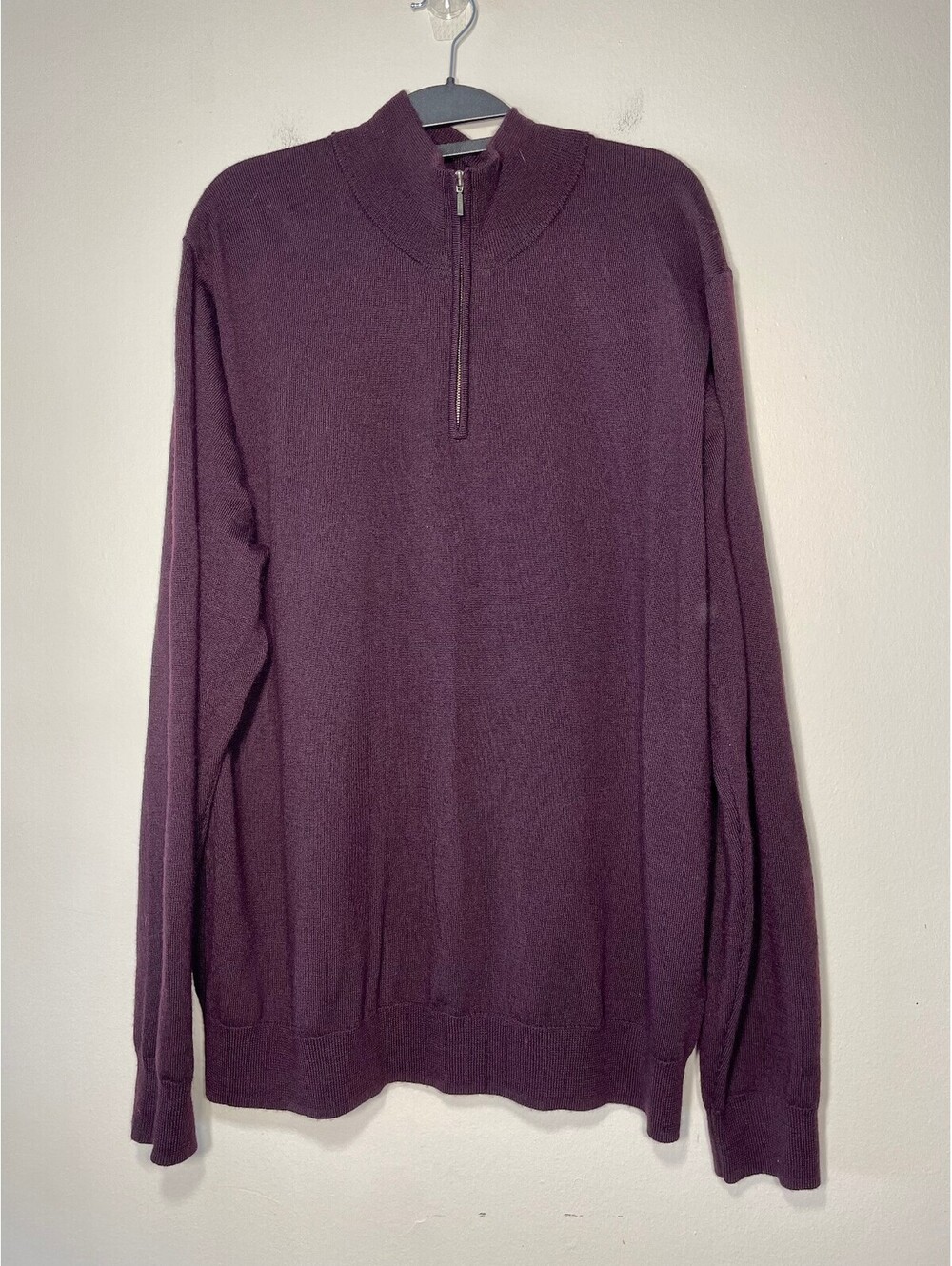 Goodthreads Men’s Merino Wool Quarter Zip Plum Smart Prep XL